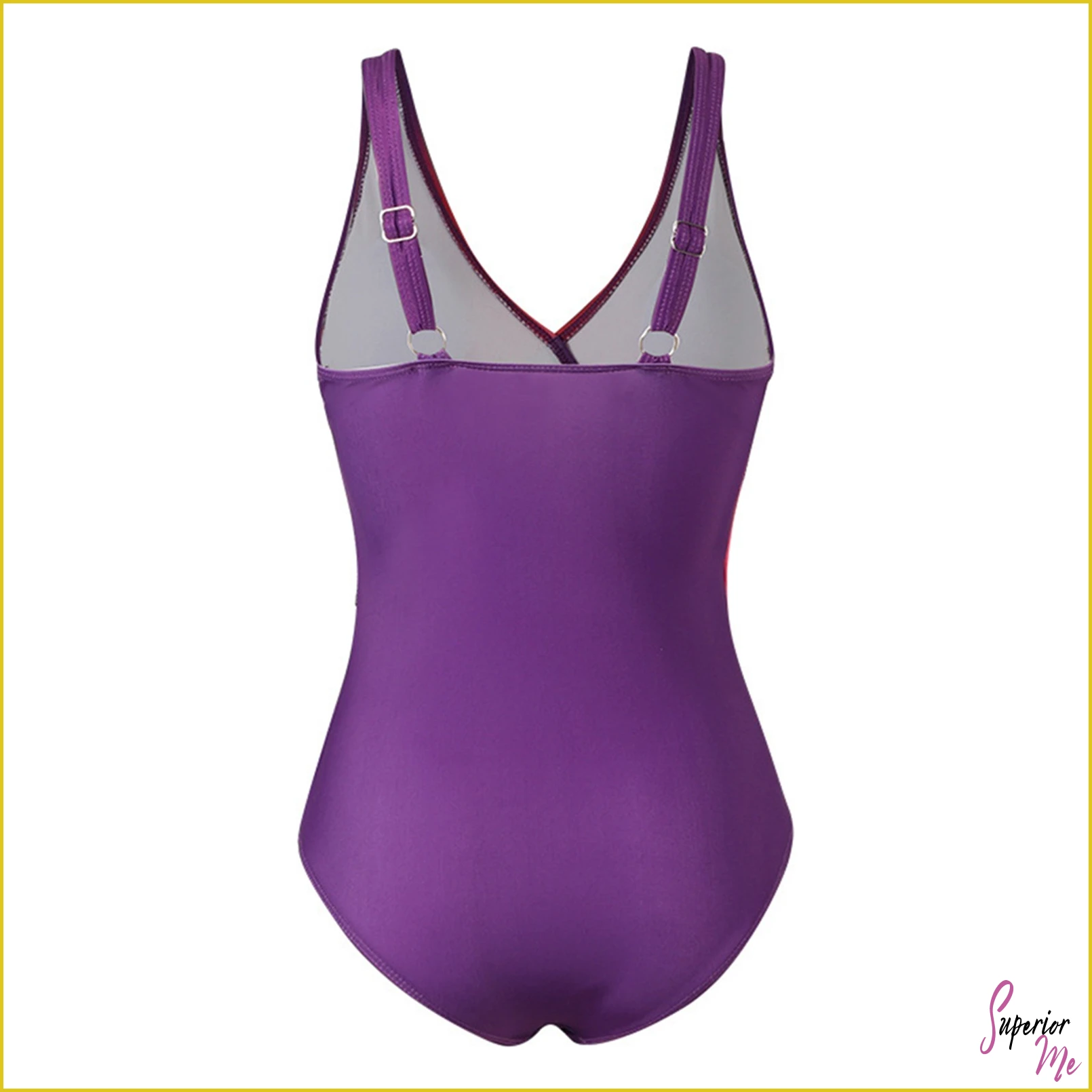 Rainbow Gradient One-Piece Swimsuit with Wrap Design & Open Back