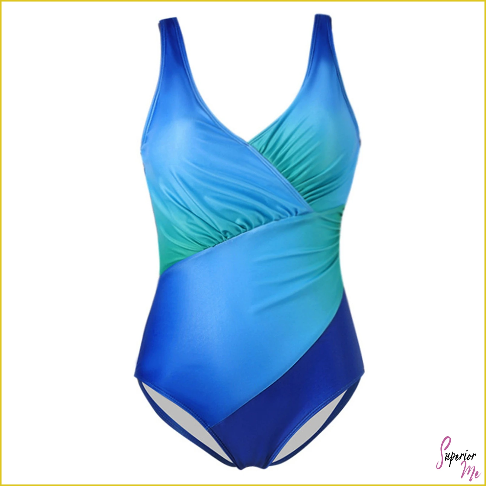 Rainbow Gradient One-Piece Swimsuit with Wrap Design & Open Back